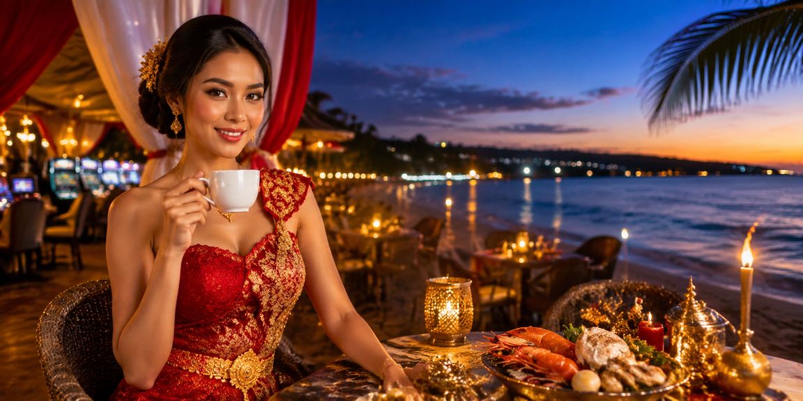 Perempuan muda menikmati bonus VIP sambil minum kopi di kafe modern yang cerah