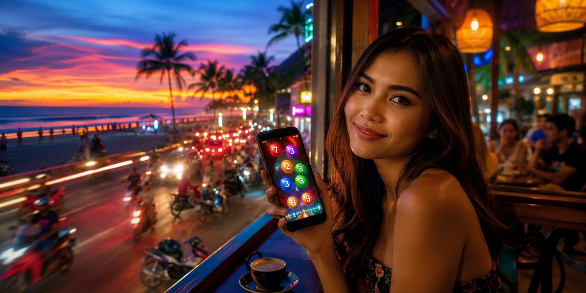 Pengguna menikmati permainan casino lewat perangkat mobile di sebuah kafe dengan suasana santai