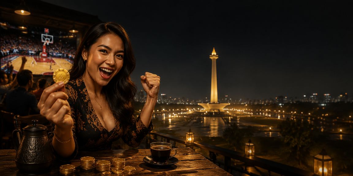 Dua orang mendiskusikan strategi taruhan basket dan esports sambil minum kopi di warung